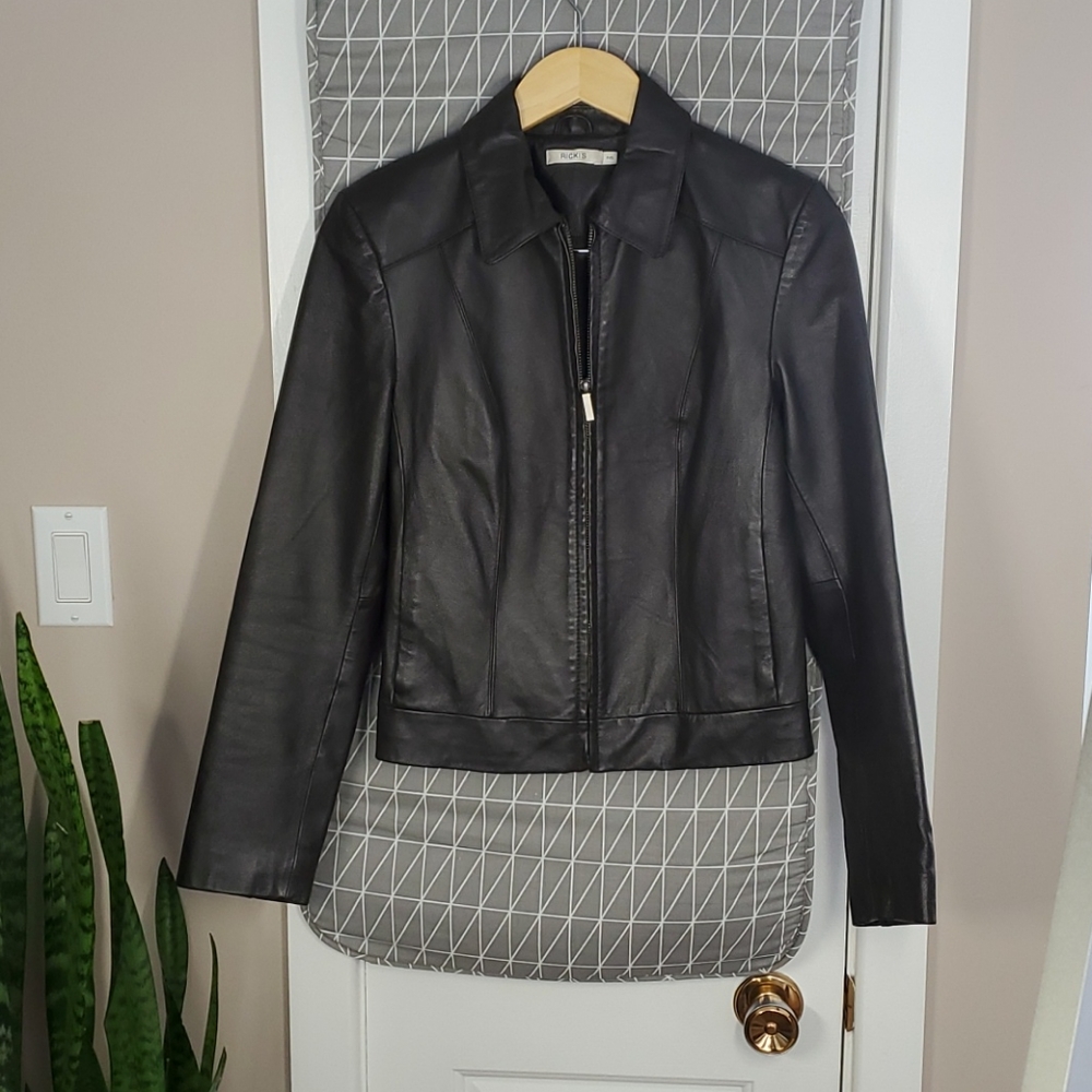 Leather biker/bomber jacket